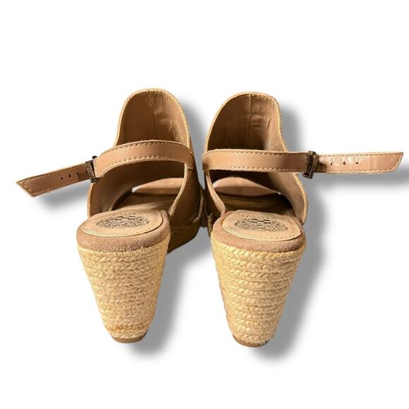 Vince Camuto Espadrille Wedge Sandals Womens Beige Suede Sling Back 10M - Picture 4 of 9